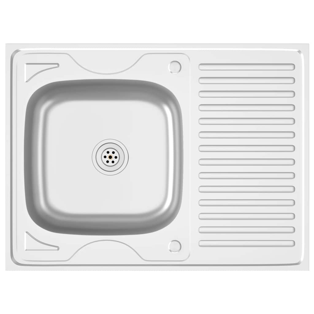 Fregadero de Vidaxl con drenaje 800x600x155 mm de plata de acero inoxidable