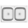 Vidaxl gootsteen dubbele bakken 800x500x155 mm roestvrij staal zilver