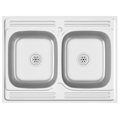 Lavello Vidaxl con doppio contenitore 800x600x155 mm in acciaio inossidabile