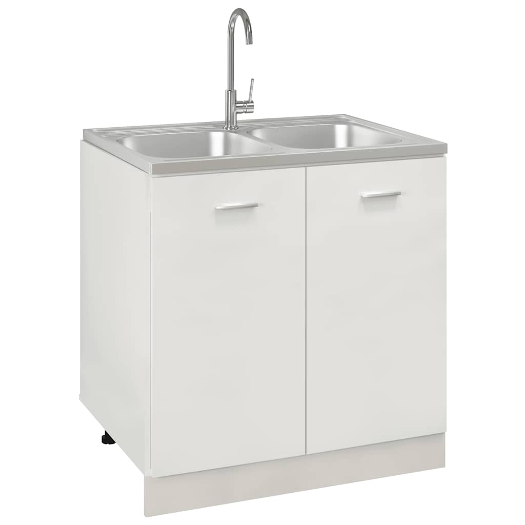 Fregadero Vidaxl con contenedor doble 800x600x155 mm de plata de acero inoxidable