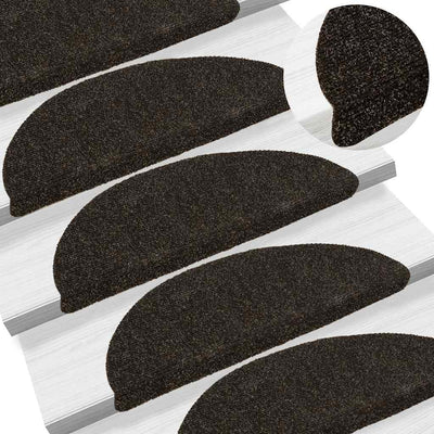 Esteras de escalera de Vidaxl autoadhesivo 15 st 56x17x3 cm aguja sentida marrón oscuro