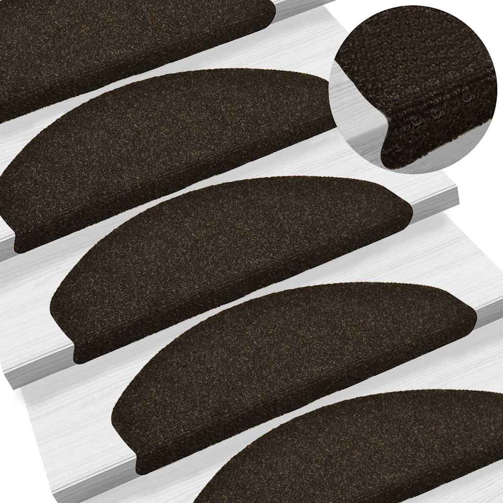 Vidaxl trapmatten zelfklevend 15 stuks 65x21x4 cm donkerbruin halfrond groot