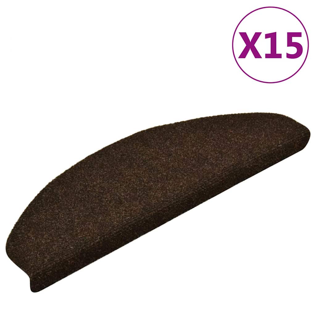Esteras de escalera de Vidaxl autoadhesivo 15 st 65x21x4 cm aguja de parto marrón