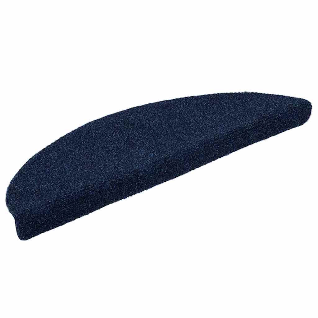 Vidaxl trapmatten zelfklevend 15 stuks 56x17x3 cm marineblauw halfrond