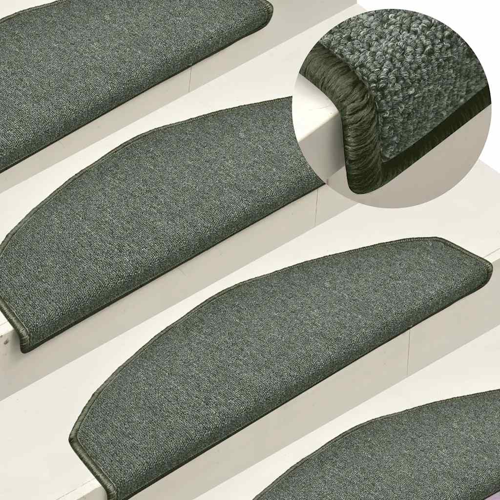 Vidaxl trapmatten 15 st 65x24x4 cm donkergroen halfrond groot