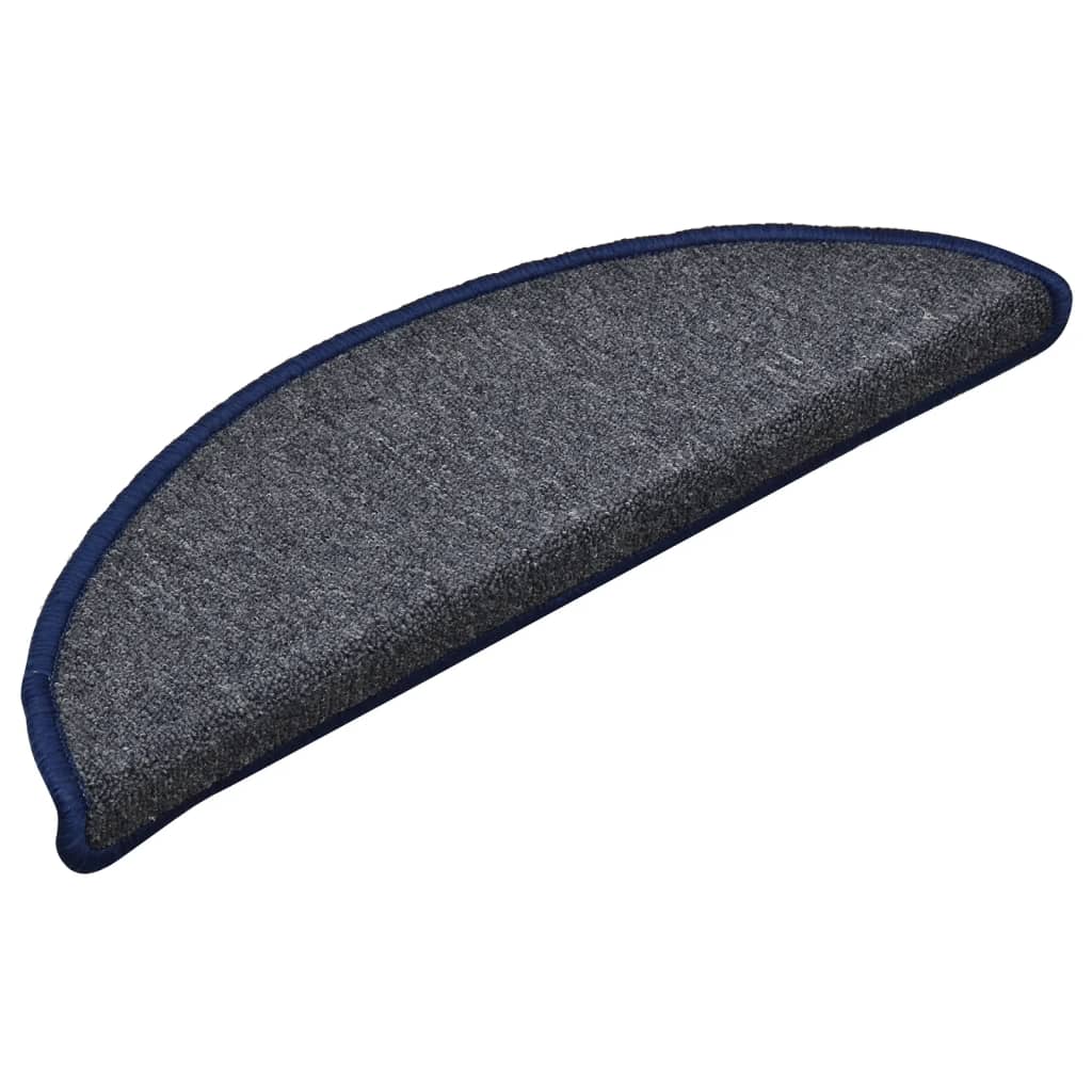 Esteras de escalera de Vidaxl 15 st 56x17x3 cm gris oscuro y azul