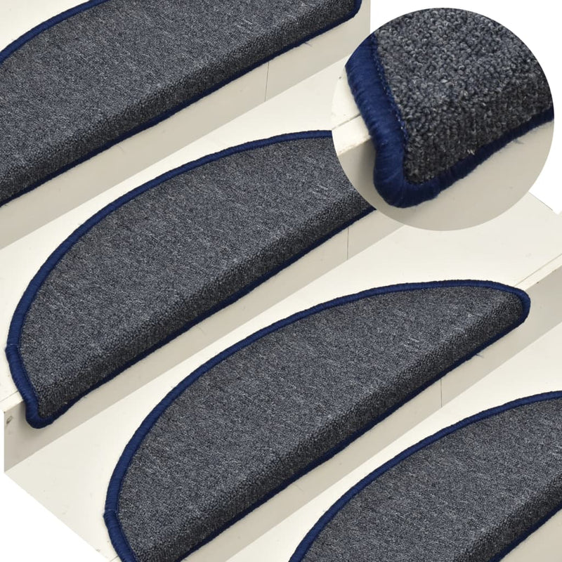 Esteras de escalera de Vidaxl 15 st 56x17x3 cm gris oscuro y azul