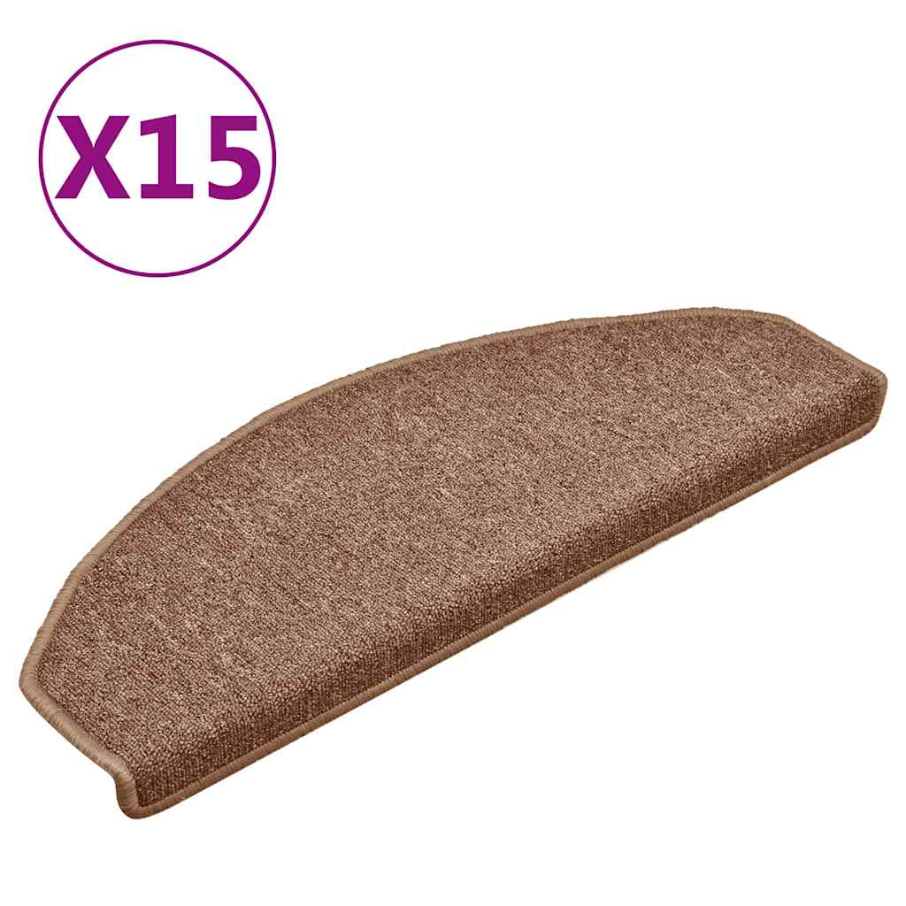 Esteras de escalera de Vidaxl 15 st 65x24x4 cm marrón
