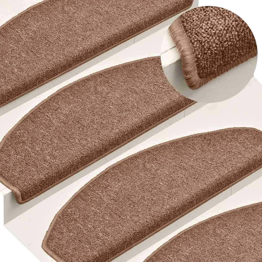 Vidaxl trapmatten 15 st 65x24x4 cm bruin halfrond groot