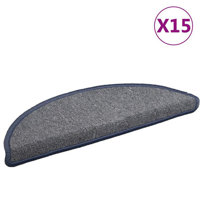 Vidaxl trapmatten 15 st 56x17x3 cm lichtgrijs en blauw halfrond