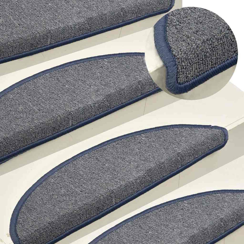 Esteras de escalera de Vidaxl 15 st 56x17x3 cm gris claro y azul