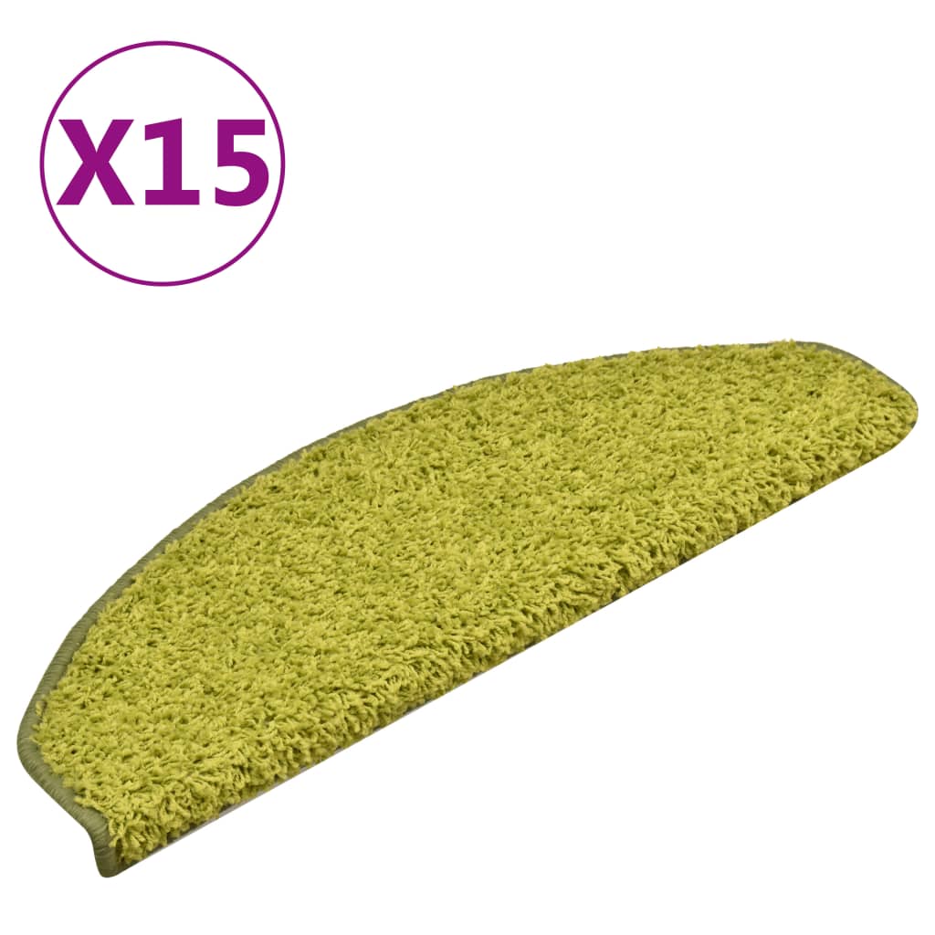 Vidaxx alfombrillas para escaleras 15 uds 65x21x4 cm verde semicircular grande