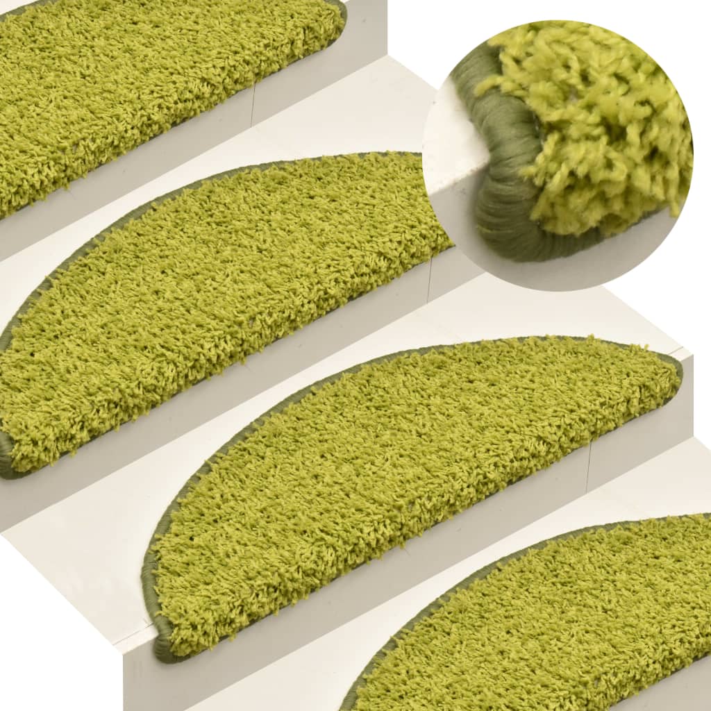 Vidaxx alfombrillas para escaleras 15 uds 65x21x4 cm verde semicircular grande
