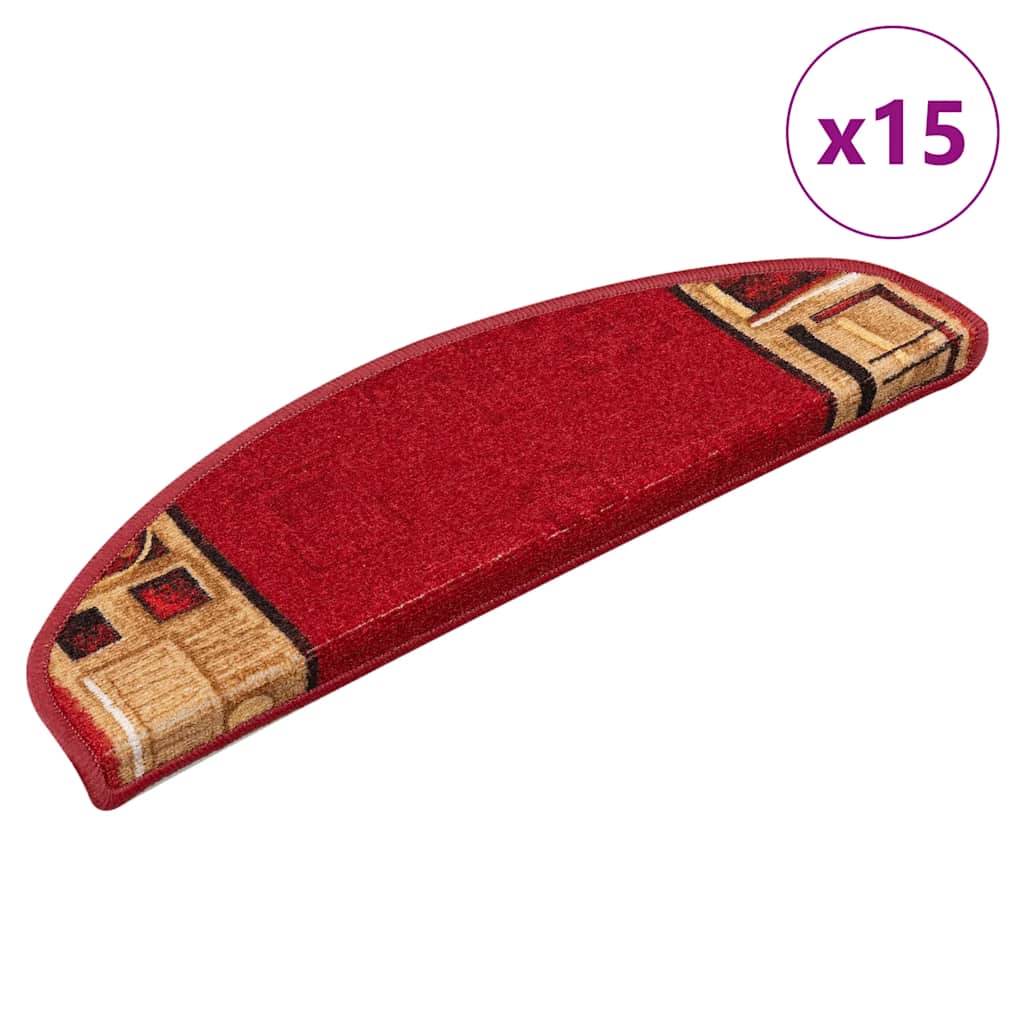 Esteras de escalera de Vidaxl autoadhesivo 15 st 65x21x4 cm rojo