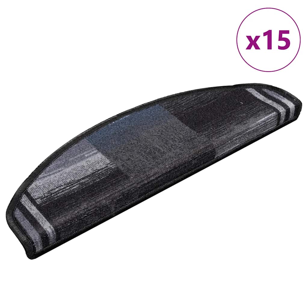 Esteras de escalera de Vidaxl autoadhesivo 15 st 65x21x4 cm negro y gris