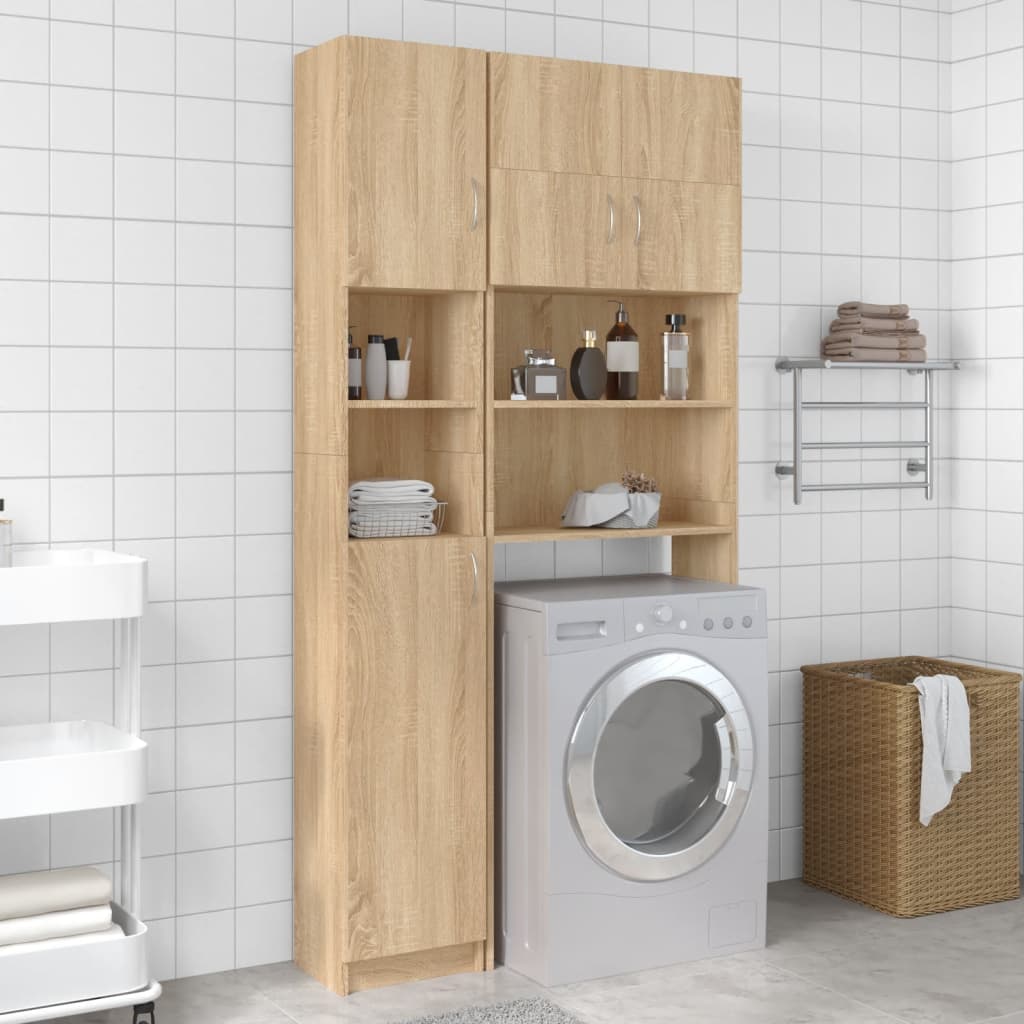 Vidaxl Washing Machine Set di armadietti set di legno trasformato Sonoma Oak -colorato