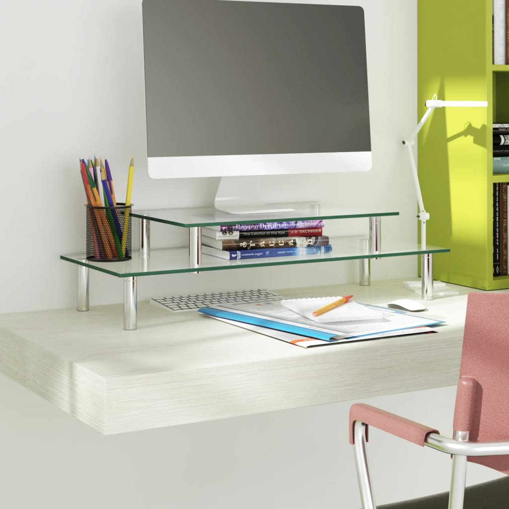 Soporte para monitor vidaxxl cristal transparente de 2 capas