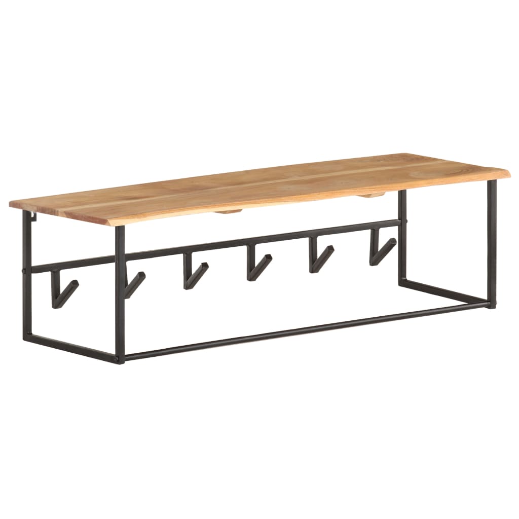 Vidaxl Batch Rack con estante 100x34x38 cm de madera de acacia sólida