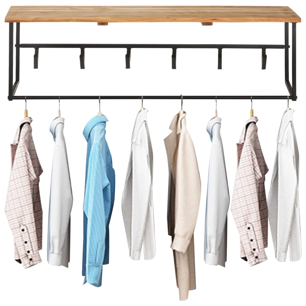 Vidaxl Batch Rack con estante 100x34x38 cm de madera de acacia sólida