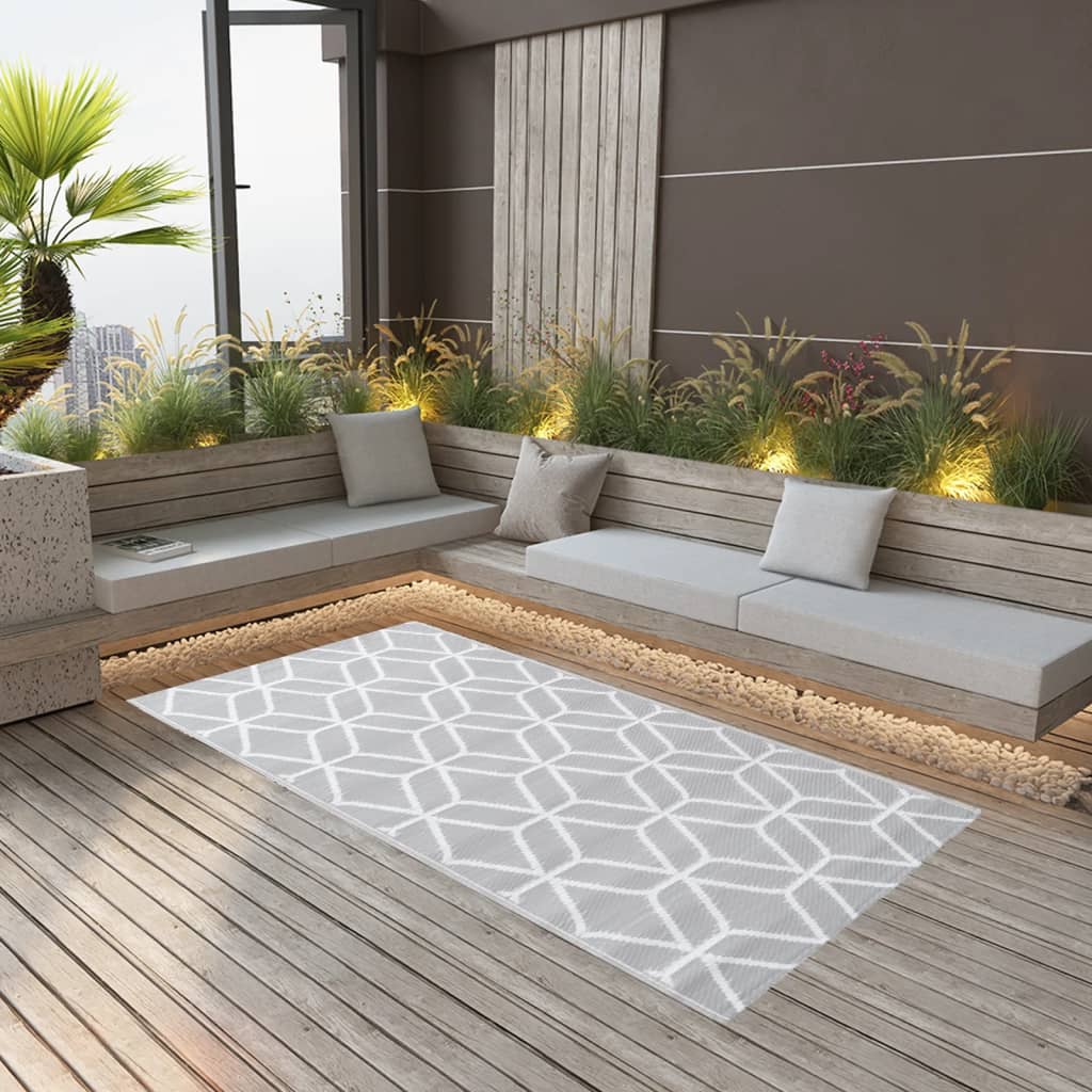 Vidaxl afuera de la alfombra 120x180 cm pp gris