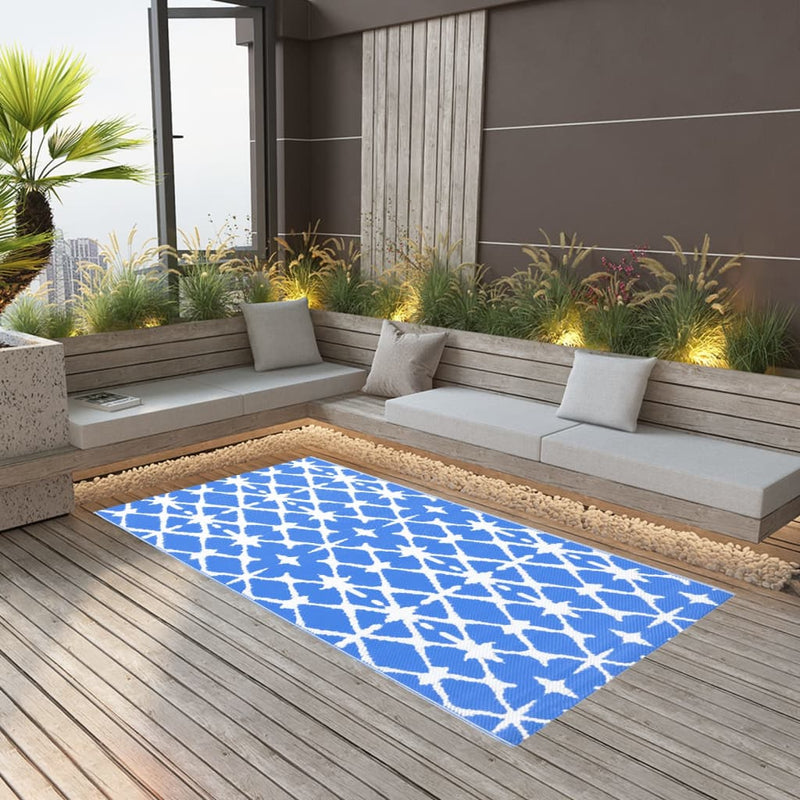 Vidaxl Tappeto esterno 160x230 cm pp blu e bianco