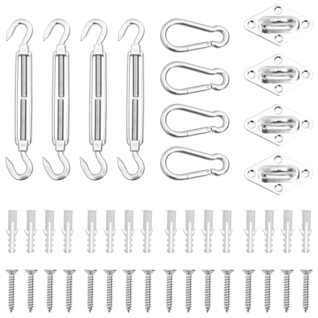 Set di accessori per parasole VidaXL da 12 pezzi in acciaio inossidabile