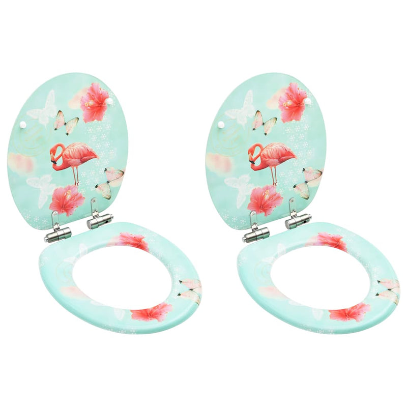 Vidaxl toiletbrillen met soft-close deksel 2 st flamingo mdf