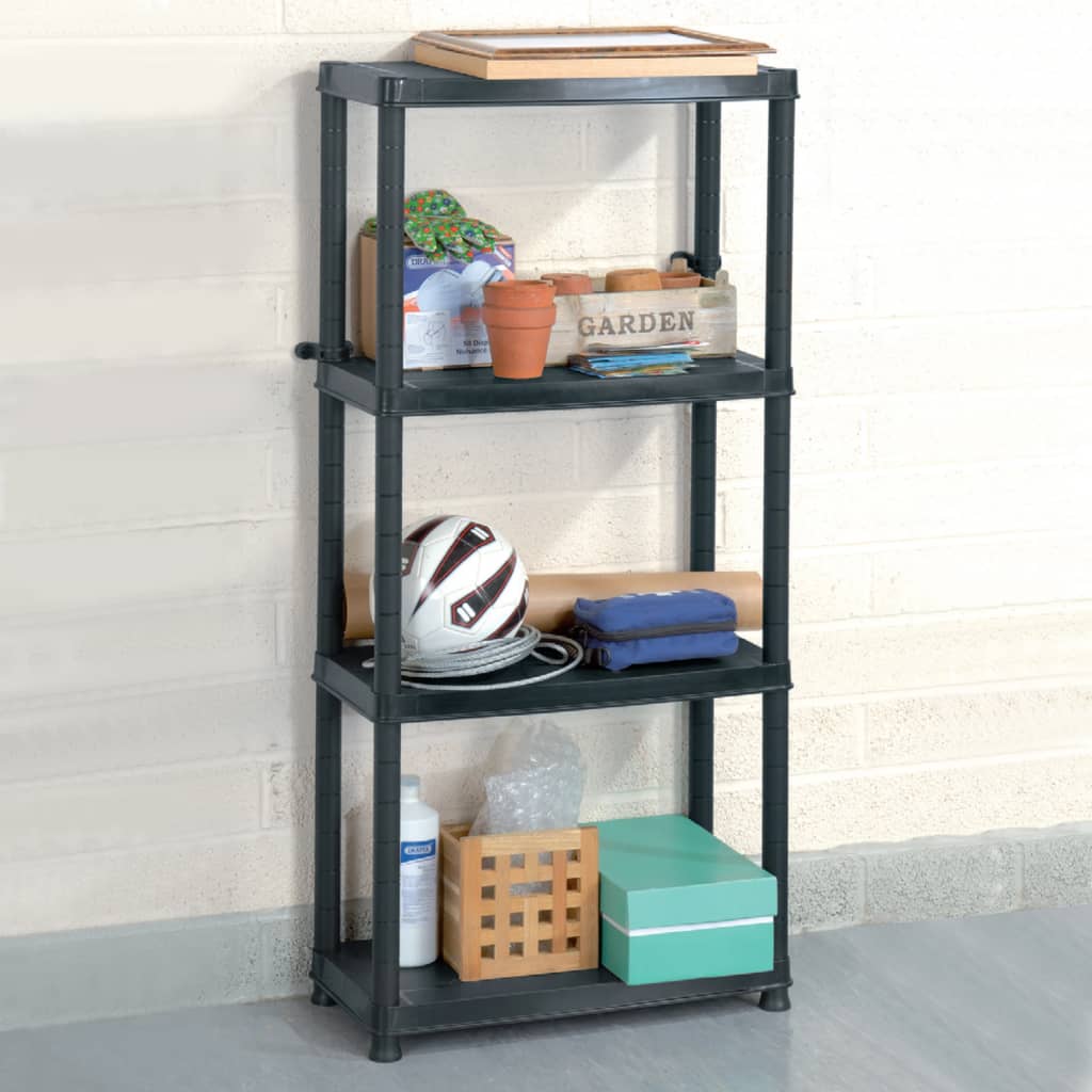 Vidaxl Storage Rack a 4 strati 61x30.5x130 cm di plastica nero