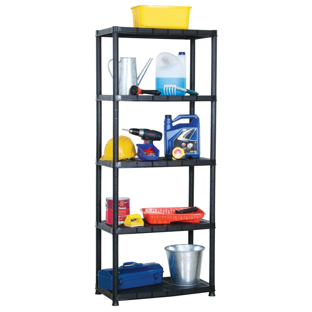 Vidaxl Storage Rack 5 Layer 71x38x170 cm de plástico negro