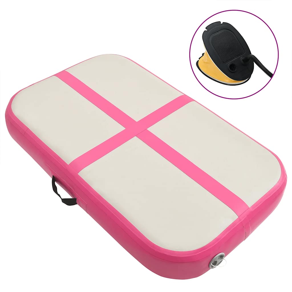 Vidaxl gymnastiekmat met pomp opblaasbaar 60x100x15 cm pvc roze