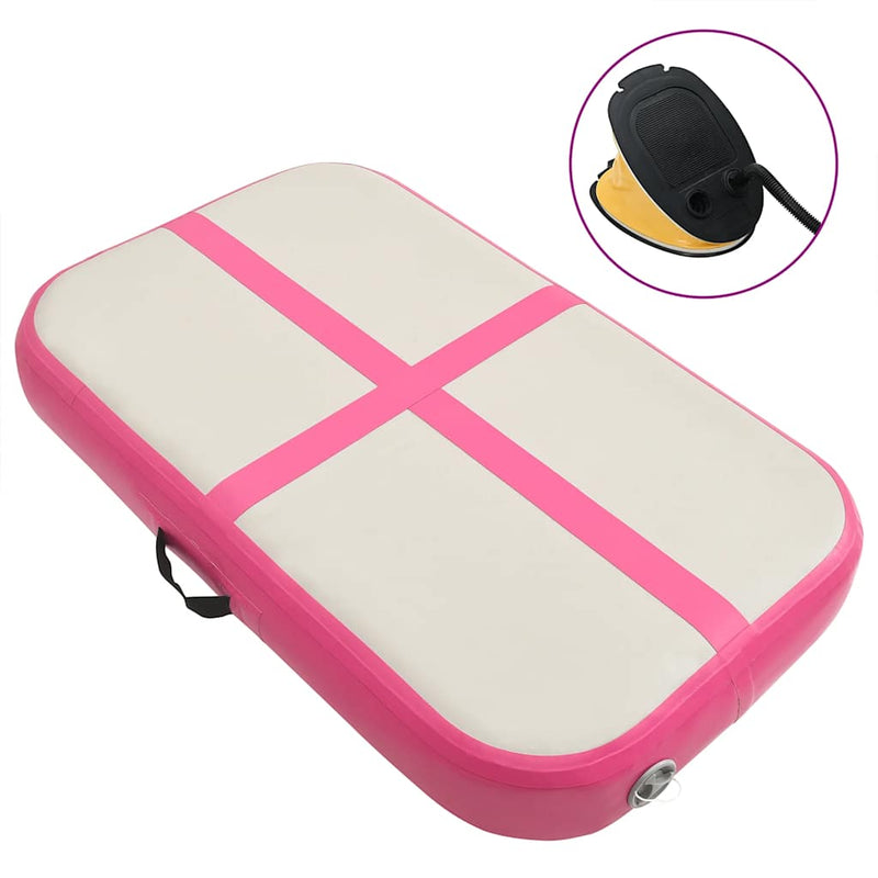 Vidaxl gymnastiekmat met pomp opblaasbaar 60x100x15 cm pvc roze