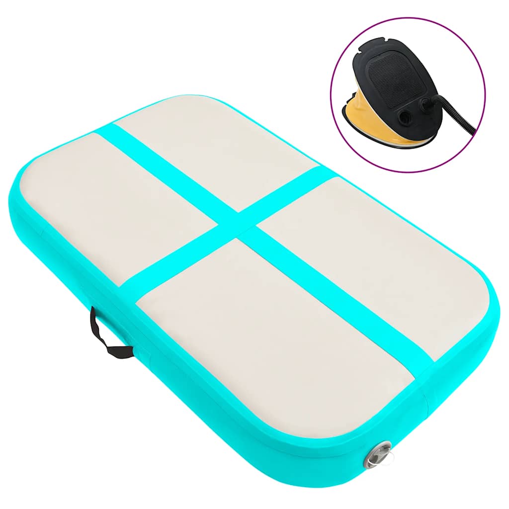 Vidaxl gymnastiekmat met pomp opblaasbaar 60x100x20 cm pvc groen