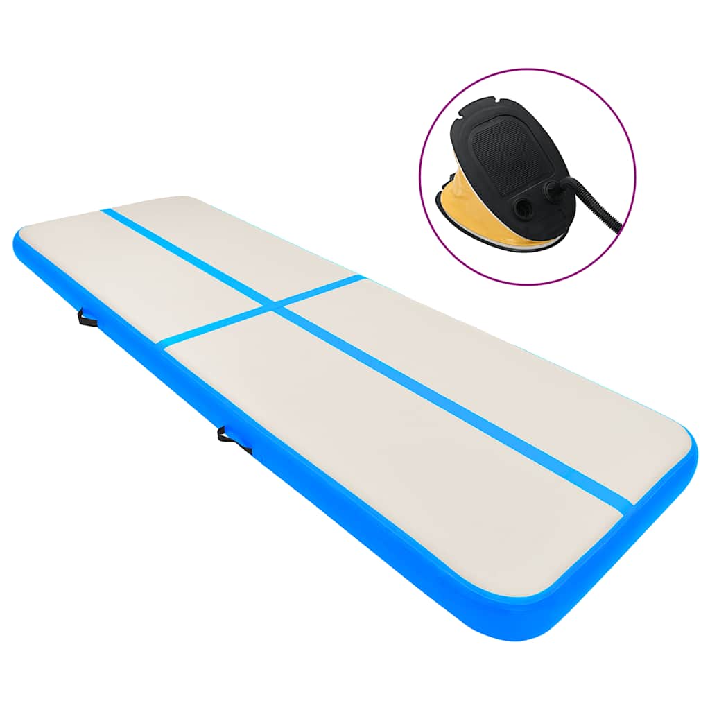 Vidaxl gymnastiekmat met pomp opblaasbaar 500x100x15 cm pvc blauw
