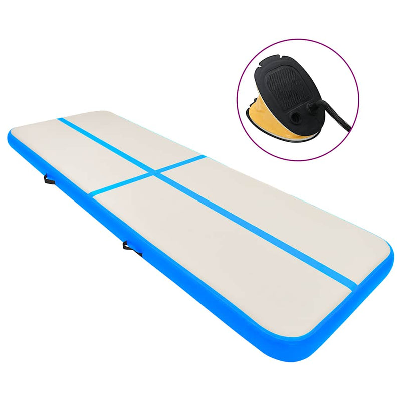Vidaxl ginnastics tappetino con pompa gonfiabile 800x100x15 cm blu pvc