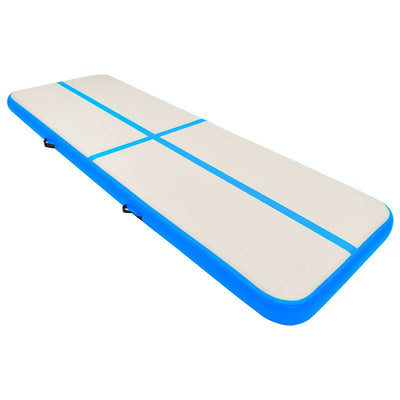Vidaxl gymnastiekmat met pomp opblaasbaar 500x100x20 cm pvc blauw