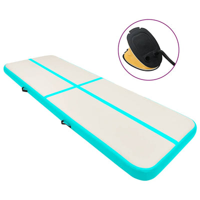 Vidaxl gymnastiekmat met pomp opblaasbaar 700x100x20 cm pvc groen