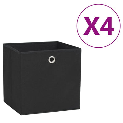 Cajas de almacenamiento de Vidaxl 4 PCS 28x28x28 cm de tela no tejida negra