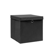 Vidaxl opbergboxen met deksel 4 st 28x28x28 cm zwart - afbeelding 2