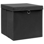 Vidaxl opbergboxen met deksel 4 st 28x28x28 cm zwart - afbeelding 3