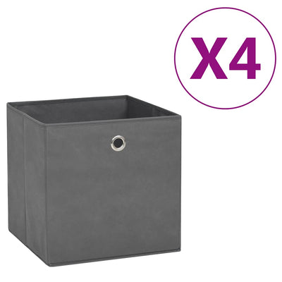 Cajas de almacenamiento de Vidaxl 4 PCS 28x28x28 Cm de tela no tejida gris