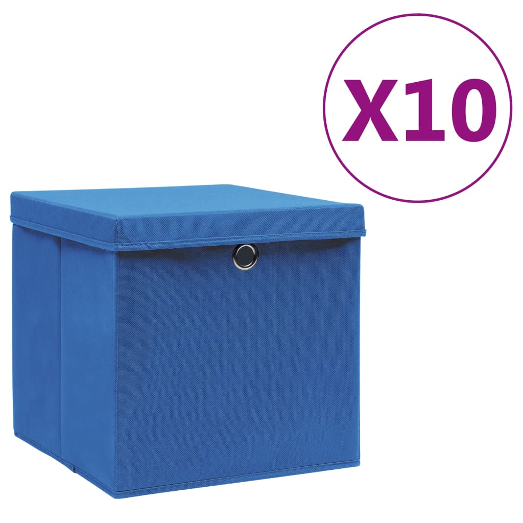 Scatole portaoggetti Vidaxx con coperchio 4 pezzi 28x28x28 cm blu