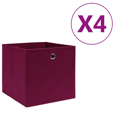 Scatole di archiviazione Vidaxl 4 pezzi 28x28x28 cm tessuto non tessuto rosso scuro