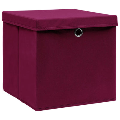 Scatole di archiviazione Vidaxl con coperchio 4 pezzi 28x28x28 cm rosso scuro