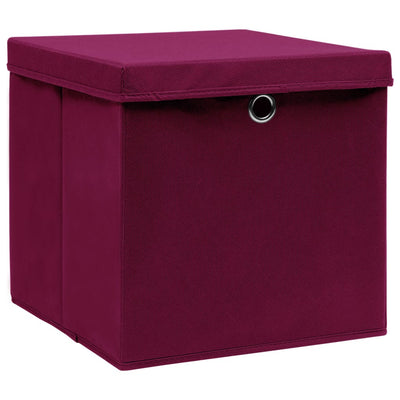 Scatole di archiviazione Vidaxl con coperchio 10 ST 28x28x28 cm rosso scuro