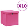 Cajas de almacenamiento de Vidaxl con tapa 10 st 28x28x28 cm rosa