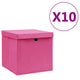 Cajas de almacenamiento de Vidaxl con tapa 10 st 28x28x28 cm rosa
