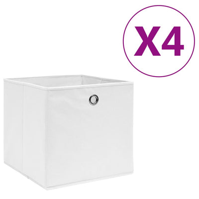 Scatole di archiviazione Vidaxl 4 pezzi 28x28x28 cm tessuto non tessuto bianco
