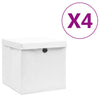 Scatole di archiviazione Vidaxl con coperchio 4 pezzi 28x28x28 cm bianco