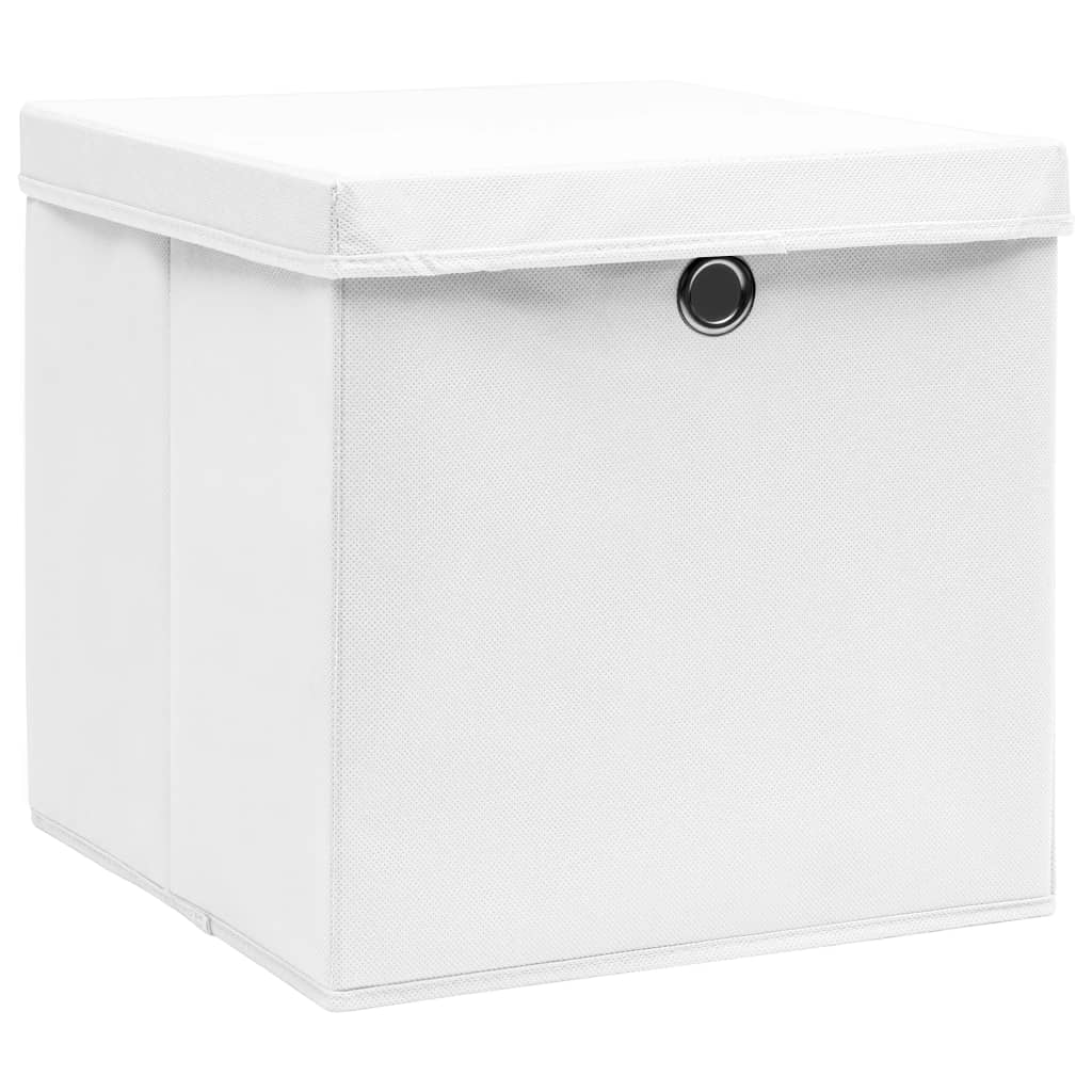 Scatole di archiviazione Vidaxl con coperchio 4 pezzi 28x28x28 cm bianco