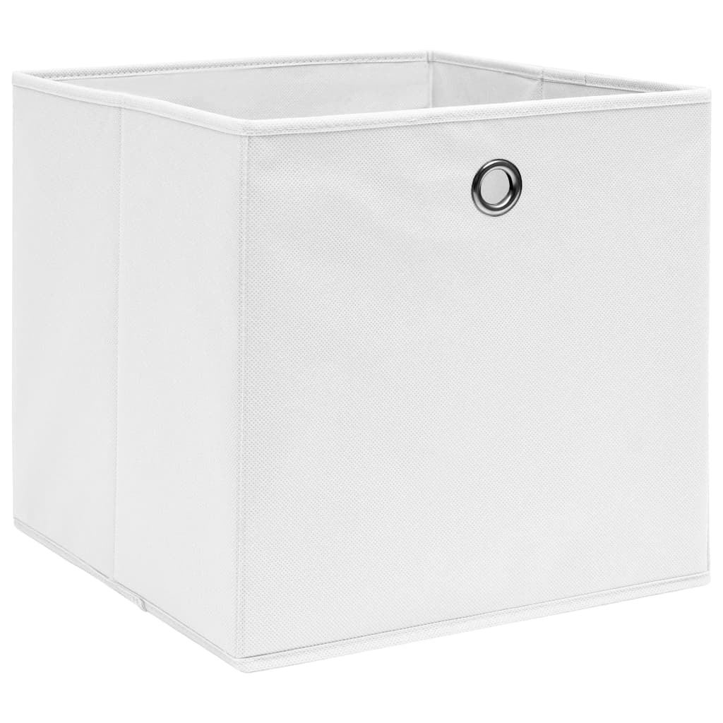 Cajas de almacenamiento de Vidaxl 10 PCS 28x28x28 cm de tela no tejida blanca